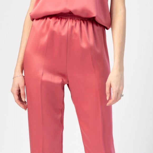 FORTE FORTE Envers Satin Crepe Pants in Hibiscus - Picture 3 of 4